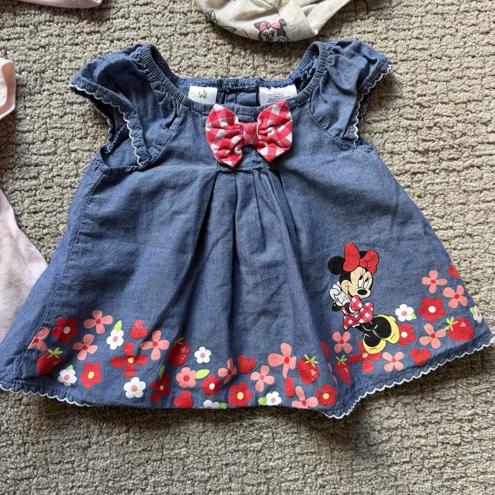 Disney Baby Girls Minnie Mouse Lot Of 5 Size‎ 3-6M Pink Blue Dress Bodysuits - Picture 2 of 13